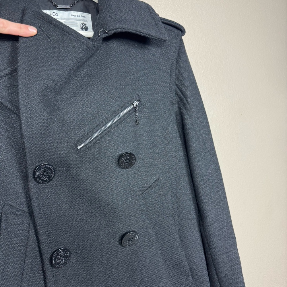 Diesel Wittor Trim‎ Fit Black Peacoat Coat Double Breasted Black Mens small H - Picture 4 of 13
